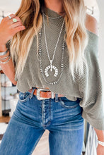 Load image into Gallery viewer, Gray Boatneck Batwing Sleeve Cording Blouse