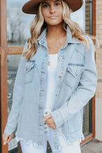 Load image into Gallery viewer, Flap Pocket Buttoned Raw Hem Denim Jacket
