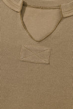 Load image into Gallery viewer, Khaki Exposed Seam Textured Long Sleeve Top Shorts Set