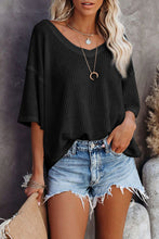 Load image into Gallery viewer, White Waffle Knit Drop Shoulder Loose Top