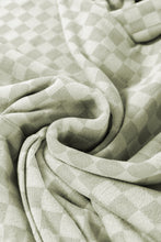 Load image into Gallery viewer, Green Checkered Print Kangaroo Pocket Drawstring Hoodie