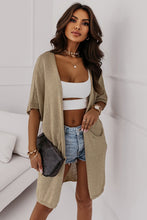 Load image into Gallery viewer, Khaki Dolman Half Sleeve Pocketed Long Cardigan