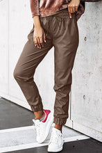 Load image into Gallery viewer, Brown Leather Tie Waist Jogger Pants