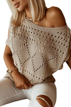 Load image into Gallery viewer, Khaki Pointelle Knit Short Dolman Sleeve Sweater Top