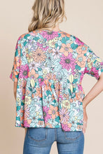 Load image into Gallery viewer, Multicolor Bohemian Flower Print Flowy Short Sleeve Top