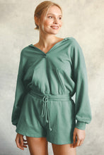 Load image into Gallery viewer, Blue French Terry Hoodie Romper