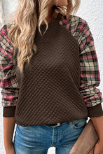 Load image into Gallery viewer, Brown Plaid Raglan Sleeve Sweatshirt