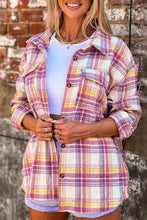 Load image into Gallery viewer, Red Plaid Print Rounded Hem Shirt Jacket