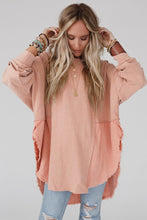 Load image into Gallery viewer, Crinkle Splicing Raw Hem High Low Oversized Blouse