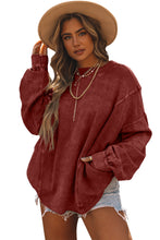 Load image into Gallery viewer, Red Exposed Seam Twist Open Back Oversized Sweatshirt