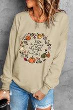 Load image into Gallery viewer, Khaki Fall Vibe Pumpkin Print Round Neck Sweatshirt