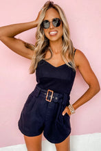 Load image into Gallery viewer, Shirred Back Buckle Belted Romper

