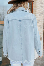 Load image into Gallery viewer, Flap Pocket Buttoned Raw Hem Denim Jacket