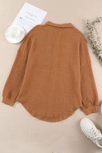 Load image into Gallery viewer, Brown Waffle Knit Button Up Casual Shirt