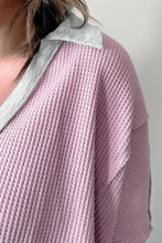 Load image into Gallery viewer, Pink Plus Size Exposed Seam Waffle Knit Top