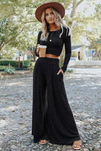 Load image into Gallery viewer, Solid Color Ribbed Crop Top Long Pants Set