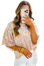 Load image into Gallery viewer, Multicolor Floral Print Wide Ruffle Sleeves Blouse