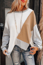 Load image into Gallery viewer, Flaxen Colorblock Stitching Irregular Hem Long Sleeve Top
