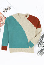 Load image into Gallery viewer, Multicolor Colorblock Ribbed Trim Round Neck Sweater