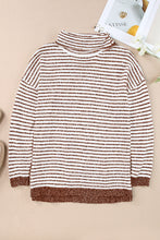 Load image into Gallery viewer, Brown Striped Turtleneck Loose Sweater