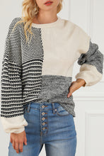 Load image into Gallery viewer, Black Neutral Colorblock Tie Back Sweater