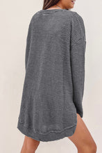 Load image into Gallery viewer, Gray Waffle Knit High Slits Oversized Top