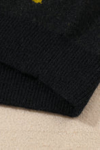Load image into Gallery viewer, Black Cheetah Pattern Knit Round Neck Sweater