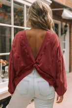 Load image into Gallery viewer, Red Exposed Seam Twist Open Back Oversized Sweatshirt