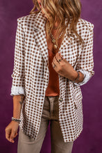 Load image into Gallery viewer, Chestnut Check Print Single Button Lapel Collar Blazer
