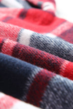 Load image into Gallery viewer, Red Hooded Plaid Button Front Shacket