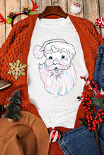 Load image into Gallery viewer, White Cute Santa Claus Graphic Casual Tee
