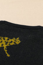 Load image into Gallery viewer, Black Cheetah Pattern Knit Round Neck Sweater