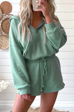Load image into Gallery viewer, Blue French Terry Hoodie Romper