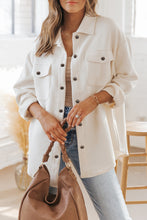 Load image into Gallery viewer, Beige Solid Textured Flap Pocket Buttoned Shacket