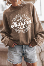 Load image into Gallery viewer, Brown Autumn Pumpkin Print Loose Drop Shoulder Sweatshirt