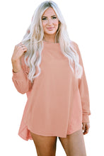 Load image into Gallery viewer, Crinkle Splicing Raw Hem High Low Oversized Blouse