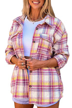 Load image into Gallery viewer, Red Plaid Print Rounded Hem Shirt Jacket