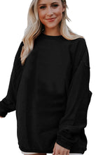 Load image into Gallery viewer, Black Ribbed Corded Oversized Sweatshirt
