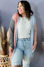 Load image into Gallery viewer, Multicolor Plus Size Colorblock Pocketed Open Front Cardigan