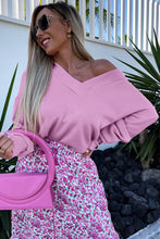 Load image into Gallery viewer, Knitted V Neck Buttoned Cuffs Sweater