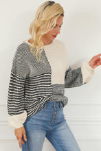Load image into Gallery viewer, Black Neutral Colorblock Tie Back Sweater