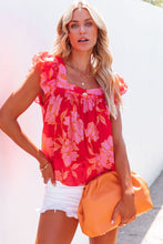 Load image into Gallery viewer, Floral Square Neck Ruffle Sleeve Blouse