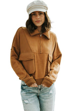 Load image into Gallery viewer, Zip Collared Big Flap Pocket Exposed Seam Sweatshirt