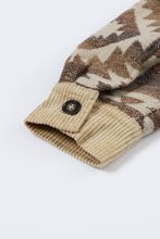 Load image into Gallery viewer, Khaki Aztec Print Patchwork Frayed Edge Corduroy Jacket