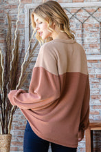 Load image into Gallery viewer, Printed Floral Contrast Colorblock Ribbed Top