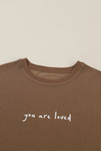 Load image into Gallery viewer, Khaki You Are Loved Print Corduroy Sweatshirt
