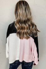 Load image into Gallery viewer, Multicolor Colorblock Flap Pockets Henley Collared Top