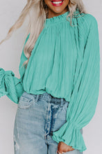 Load image into Gallery viewer, Striking Pleated Flared Cuff Long Sleeve Blouse