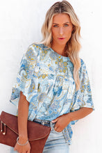 Load image into Gallery viewer, Paisley Print Wide Sleeves Loose Blouse