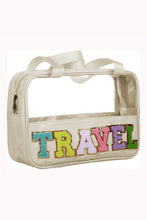 Load image into Gallery viewer, Parchment TRAVEL Chenille Letter Clear PVC Makeup Bag